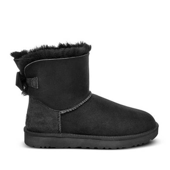UGG® Women's Mini Bow Round Toe Suede & Sheepskin - Picture 5 of 8